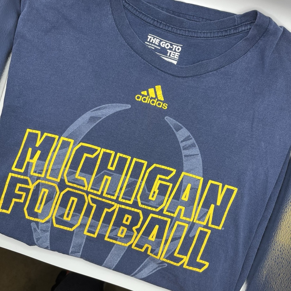 Adidas Michigan Football T-Shirt Mens XL Navy Blue The Go-To Tee NCAA Graphic